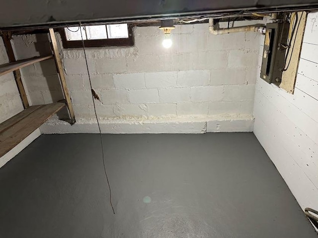 basement with electric panel