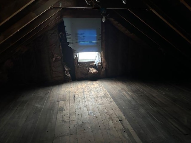 view of unfinished attic