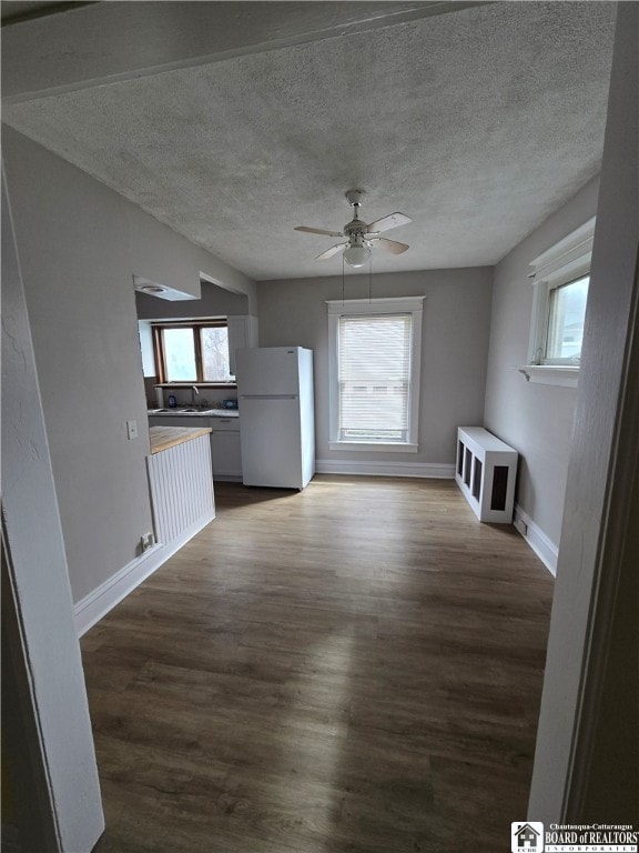 interior space with a wealth of natural light, baseboards, and wood finished floors