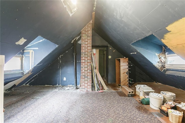 view of unfinished attic