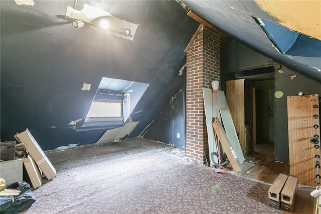 view of unfinished attic