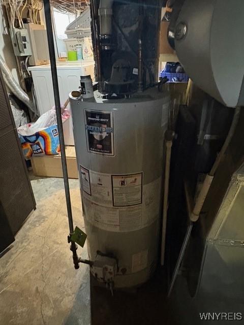 utility room with water heater