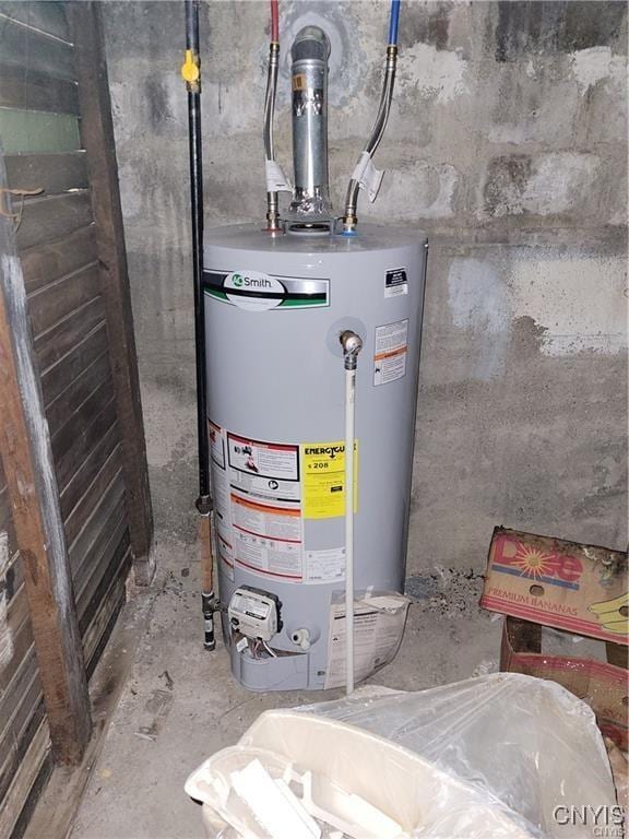 utility room with water heater