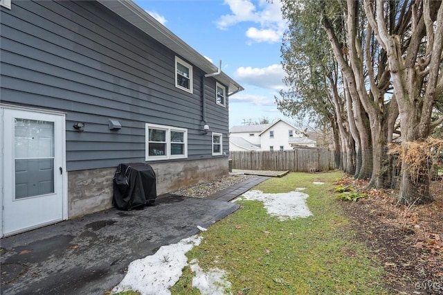 view of yard with a patio area and fence