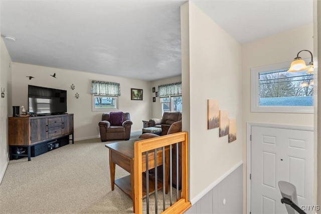 living room featuring carpet floors