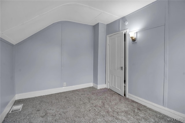 192 Cottage St, Lockport-City, NY 14094 - bonus room featuring baseboards, visible vents, vaulted ceiling, and carpet flooring