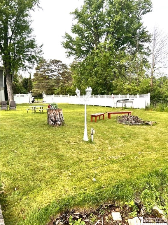 view of home's community featuring a lawn and fence