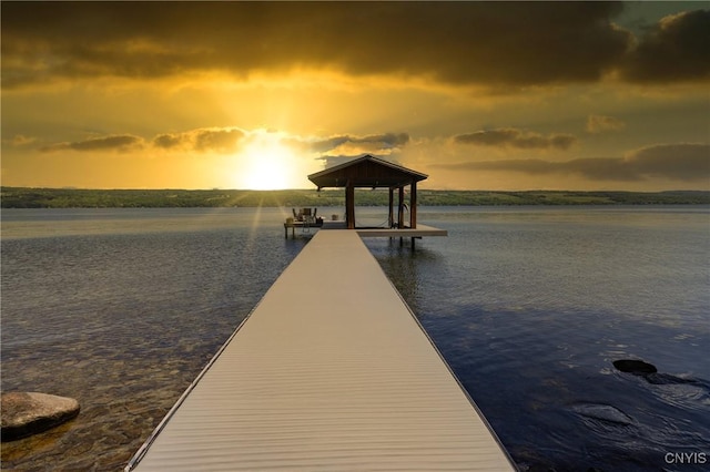 view of dock featuring a water view