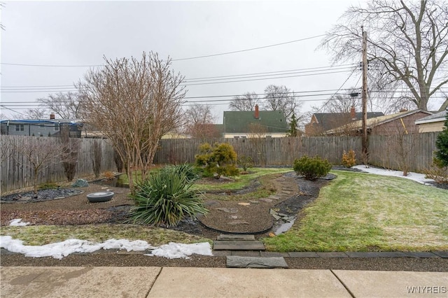 view of yard with a fenced backyard