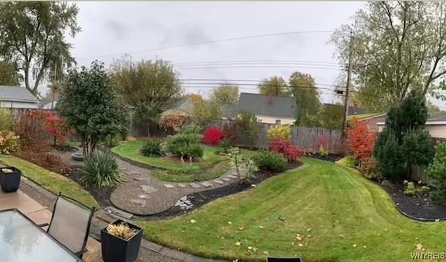 view of yard with a fenced backyard