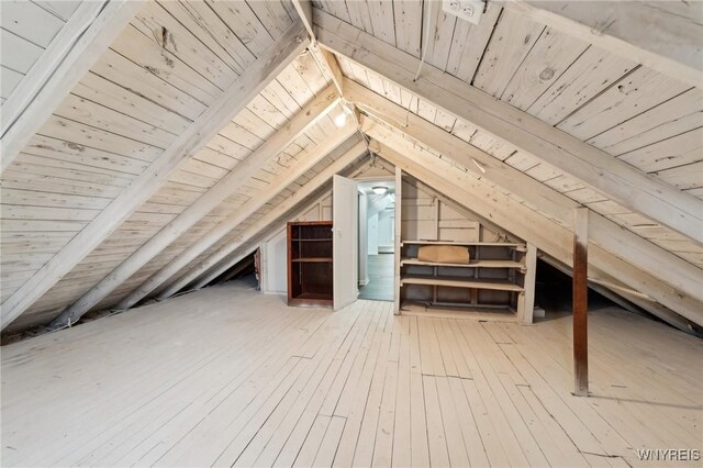 view of unfinished attic