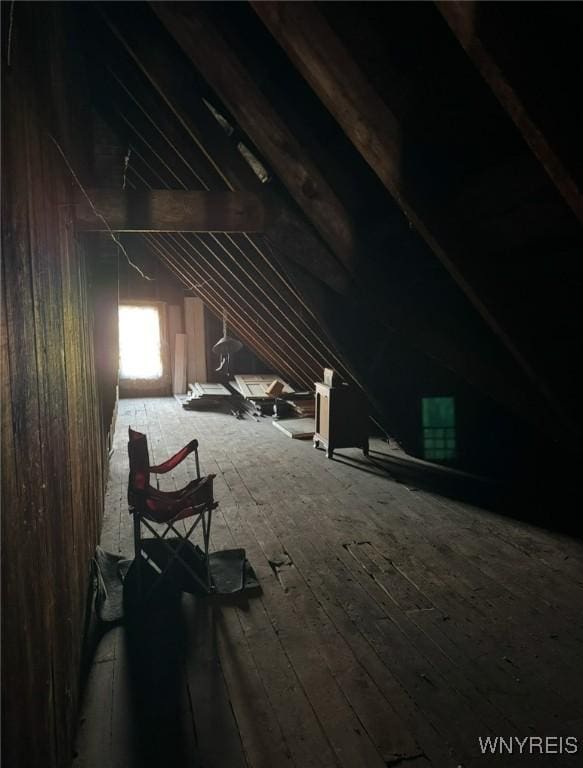 view of unfinished attic