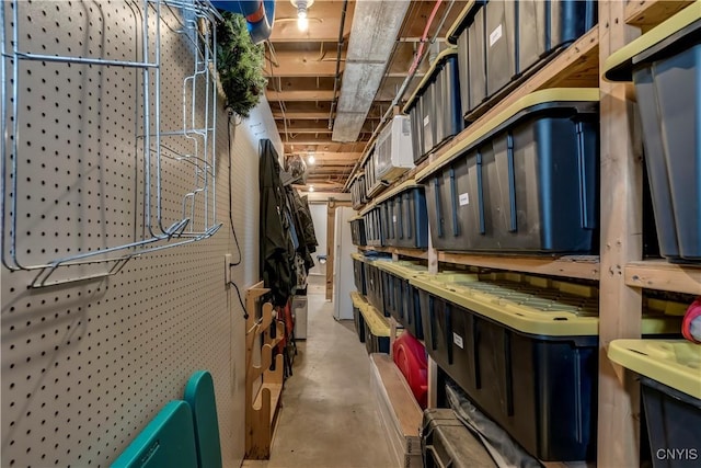 storage area featuring a wall mounted AC