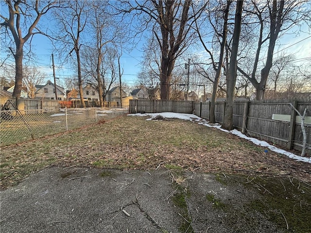 view of yard featuring a fenced backyard