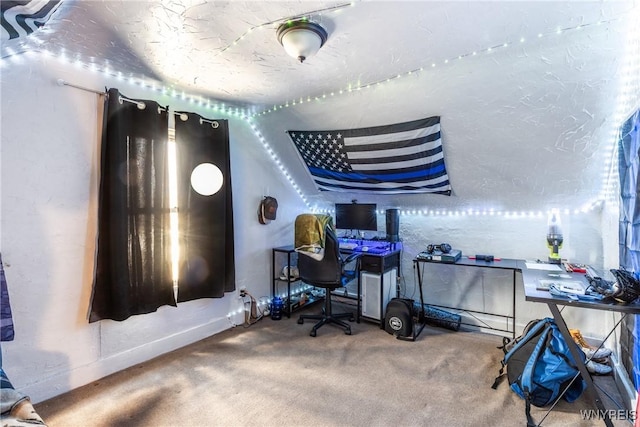 office area featuring carpet flooring