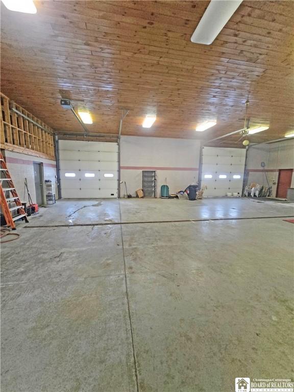 garage featuring wood ceiling