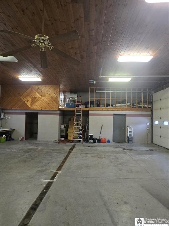 garage with wooden ceiling