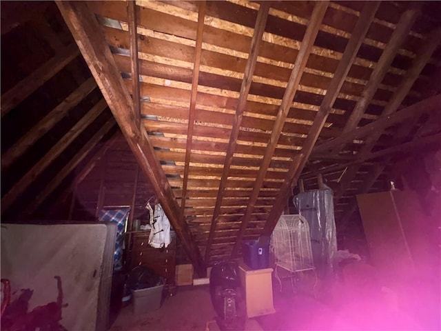 view of unfinished attic