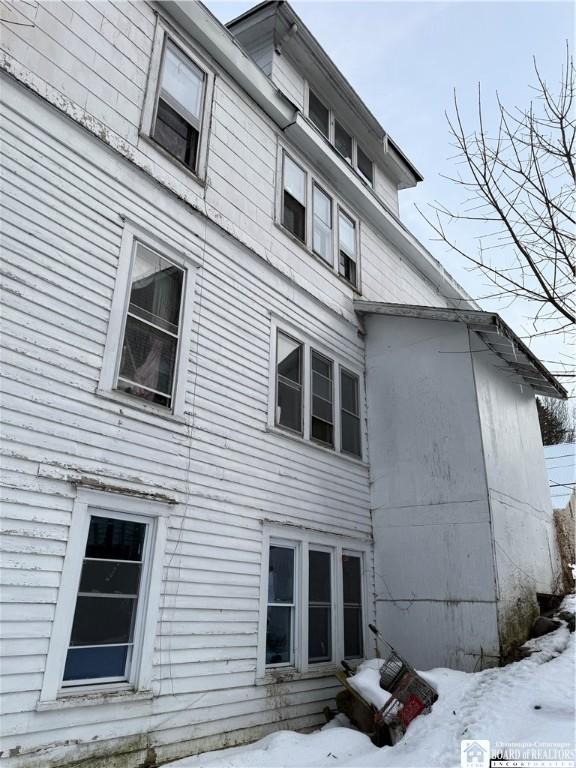 view of snow covered exterior