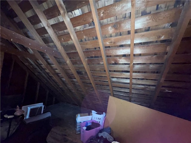 view of unfinished attic