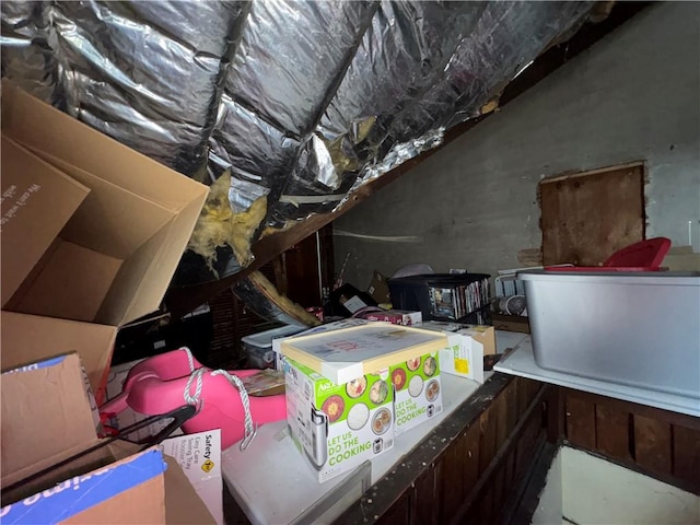 view of unfinished attic