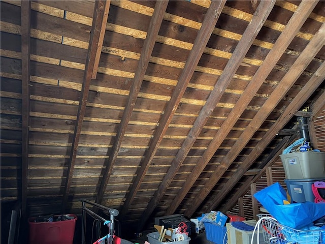 view of unfinished attic