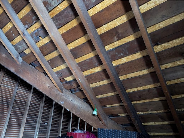 view of unfinished attic