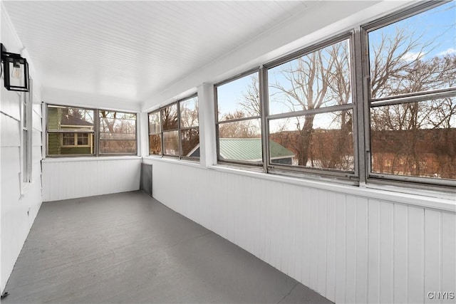 view of unfurnished sunroom