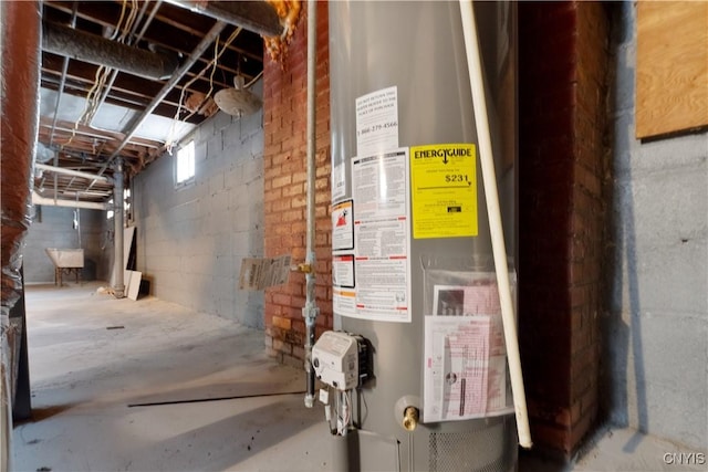 utility room with water heater