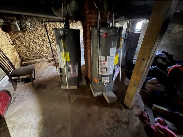 utility room featuring water heater