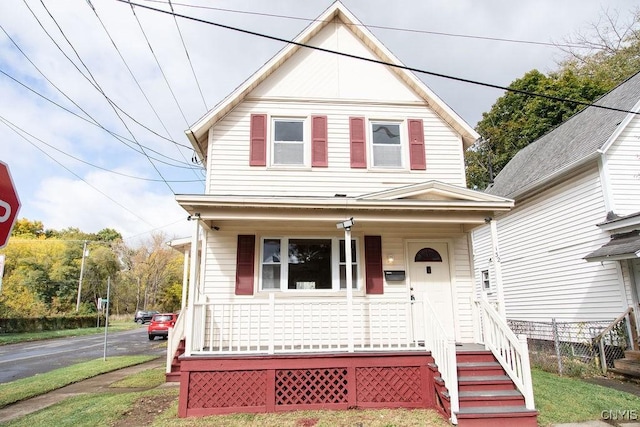 view of front of home featuring covered porch