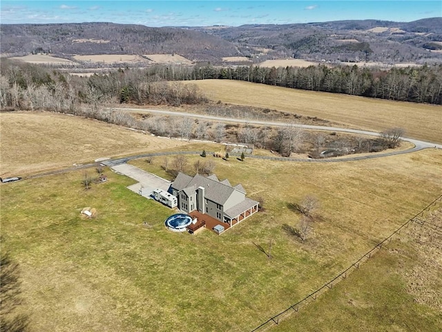 drone / aerial view with a rural view