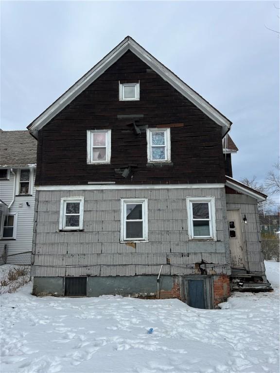 view of snow covered exterior