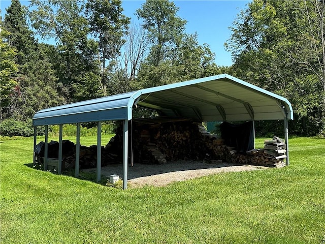 view of parking / parking lot featuring a detached carport