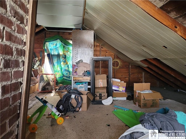 view of unfinished attic