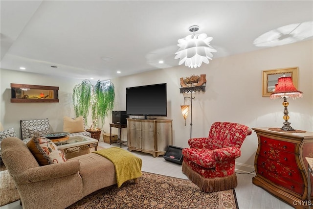 living area featuring recessed lighting