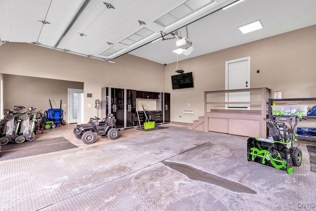 garage with a garage door opener