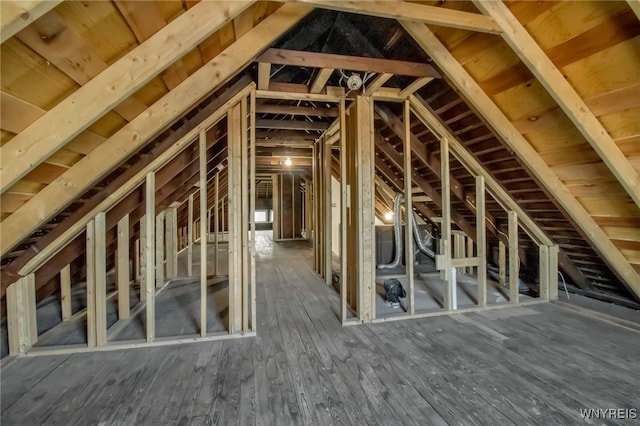 view of unfinished attic