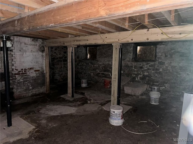 view of unfinished basement