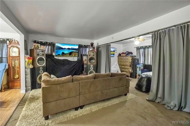 living area featuring concrete flooring