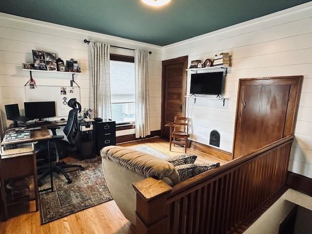 office with wood finished floors