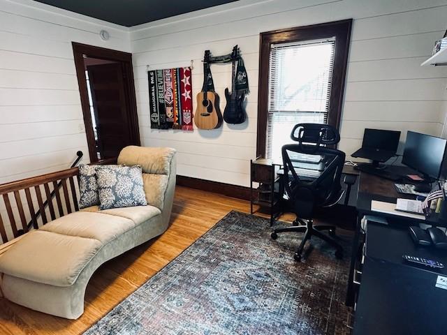 office space with wood finished floors