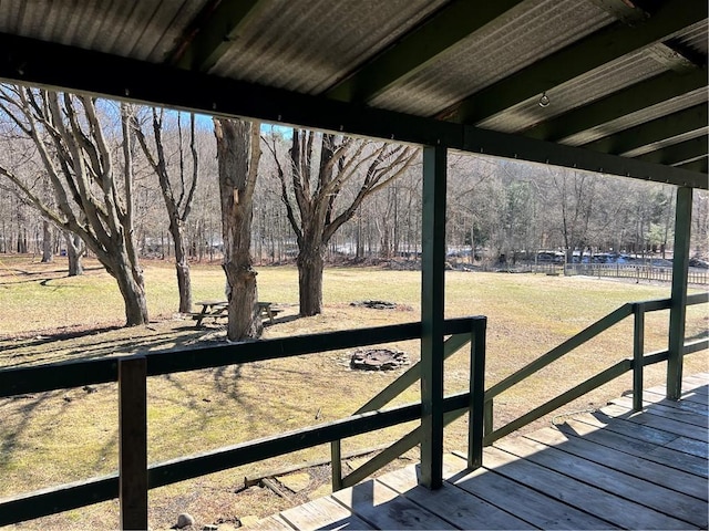 view of yard featuring a wooden deck