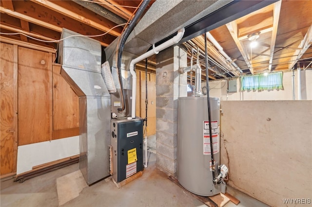 utility room with gas water heater