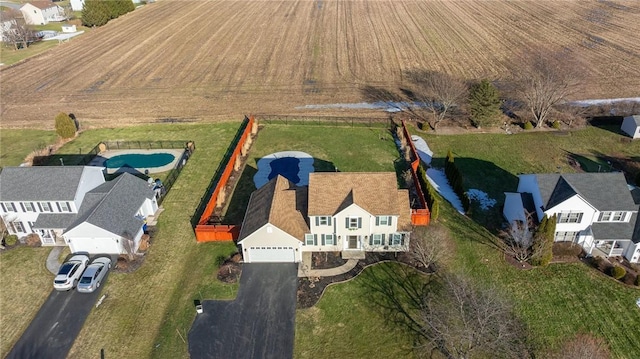 aerial view with a residential view