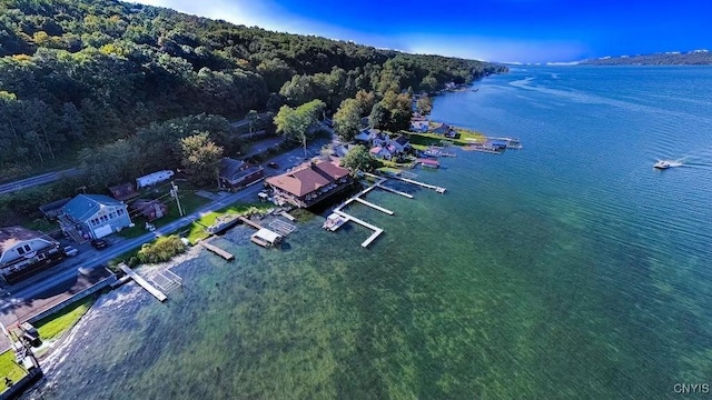 bird's eye view featuring a water view