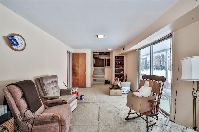 sitting room with stairway