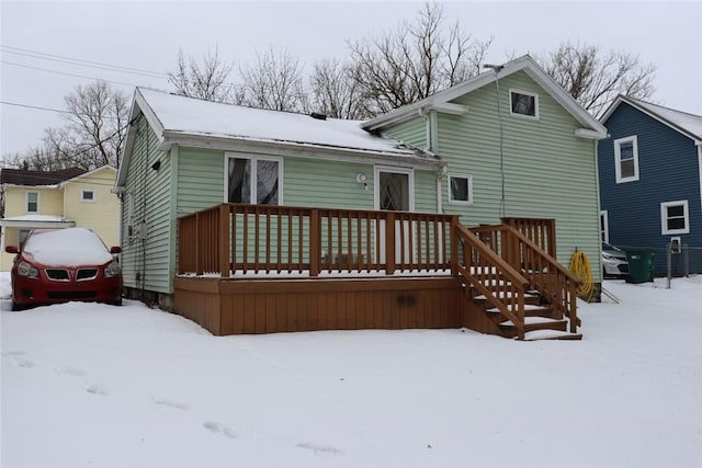 view of snow covered property