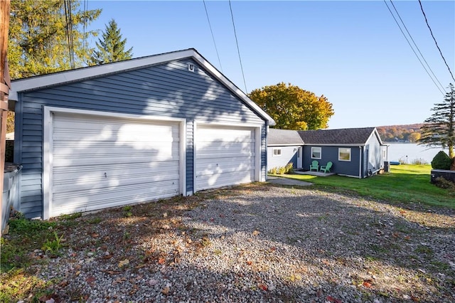 view of detached garage