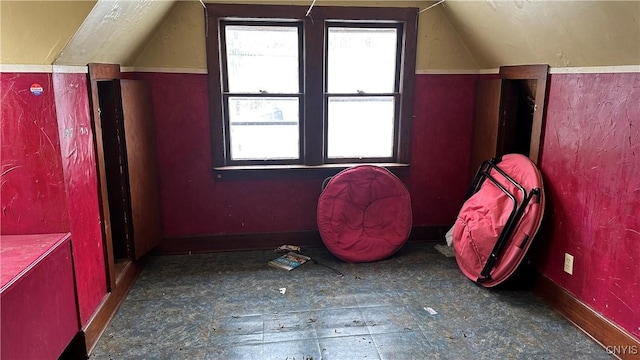 additional living space featuring lofted ceiling